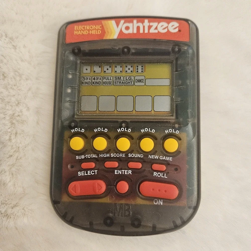 1995 Electronic Handheld Yahtzee Game Clear Smoke MB Milton Bradley 4511 Tested